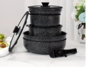 طقم أواني طهي غير لاصقة مكون من 15 قطعة